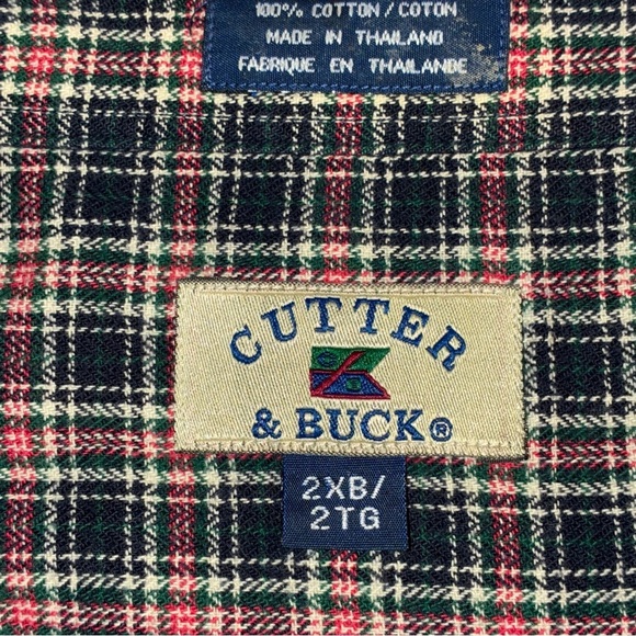 Cutter & Buck Button Down Blue Red Plaid Long Sleeve Size 2XB Business Casual - Picture 6 of 7